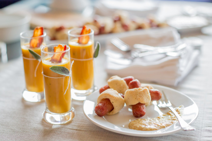 bacon soup shooters with paleo pigs in a blanket