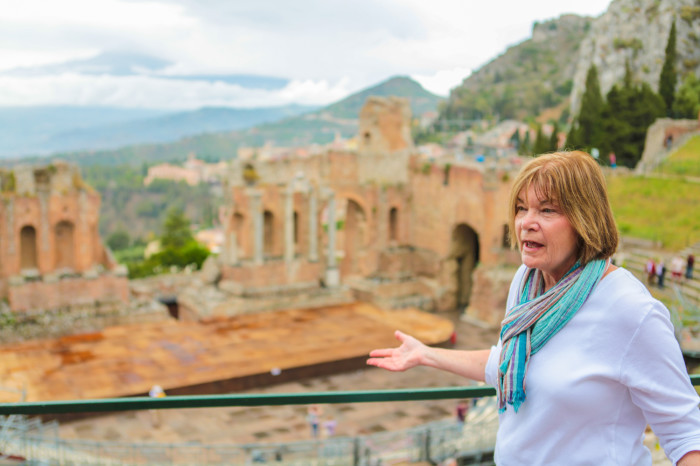 Marianne teaching us in Taormina