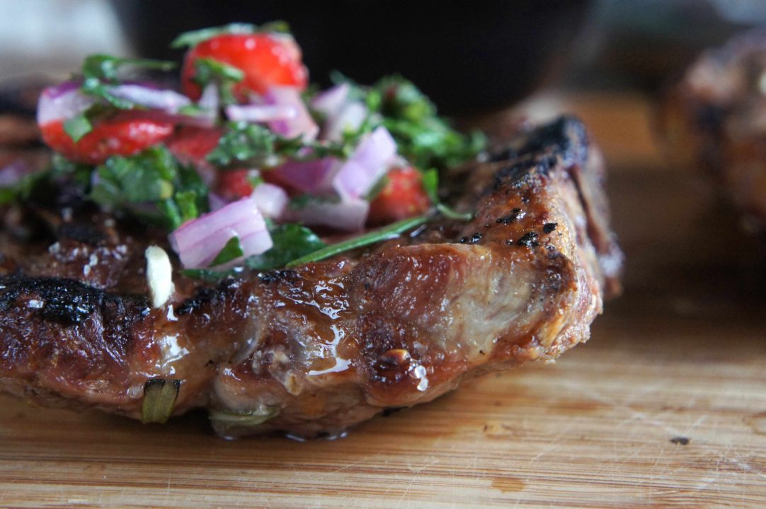 Grilled Lamb Shoulder Chop with Fresh Mint Jelly 