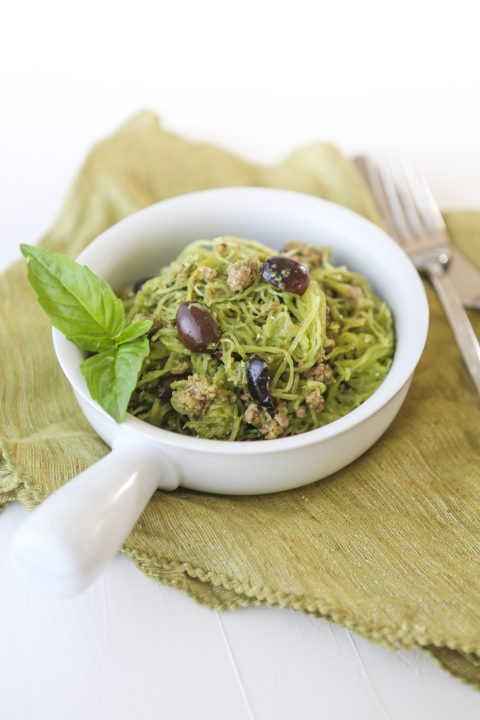 Pesto Pasta with Beef and Olives - Paleo Recipes | Primal Palate | Paleo  Recipes