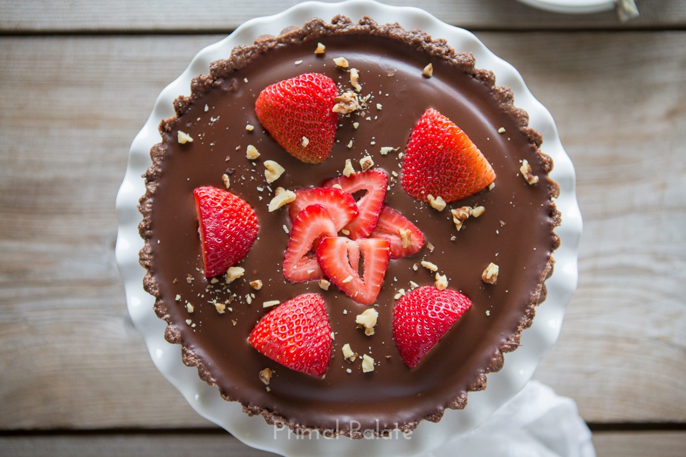 Double Chocolate Tart With Strawberries | Primal Palate | Paleo Recipes