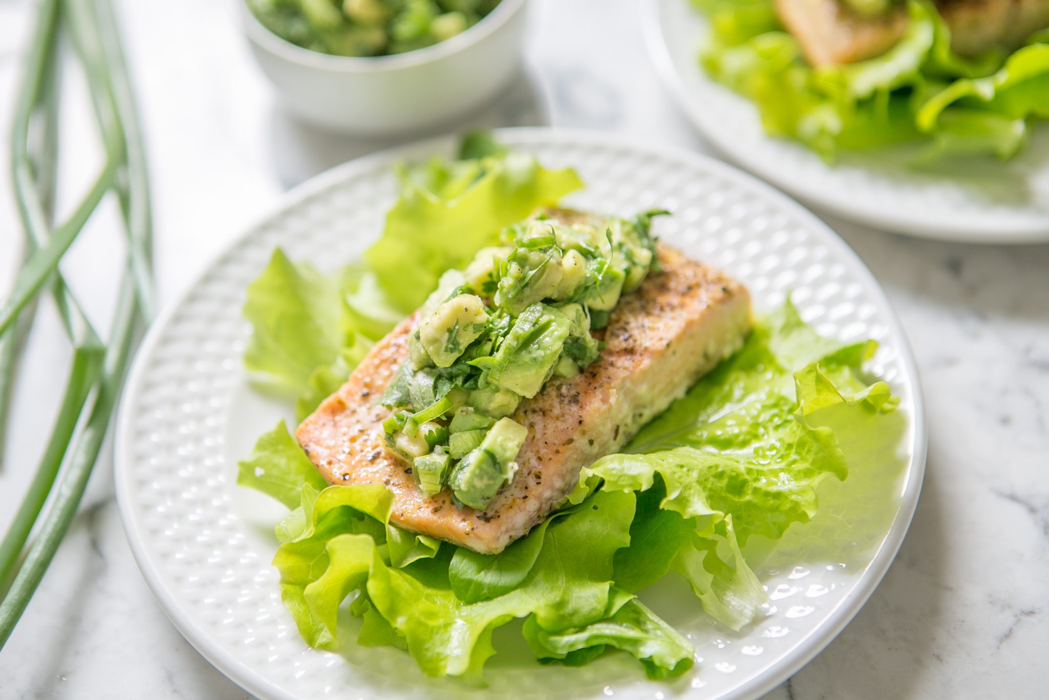 Grilled Adobo Salmon Salad with Avocado Salsa Primal Palate Paleo