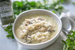 Creamy Chicken And Mushroom Soup With Rice Primal Palate Paleo Recipes