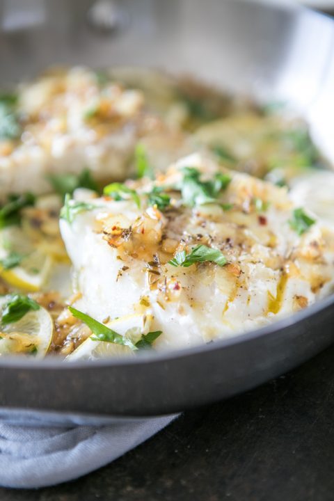 Pan Seared Cod with Herbs and Lemon | Primal Palate | Paleo Recipes